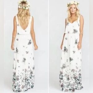 Show Me Your MuMu White and Purple Sleeveless V-Neck Maxi Dress Large NWT